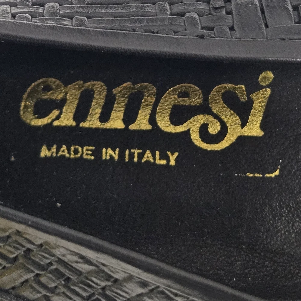 NEW Ennesi Italy Black Leather‎ Loafers  SZ 8.5